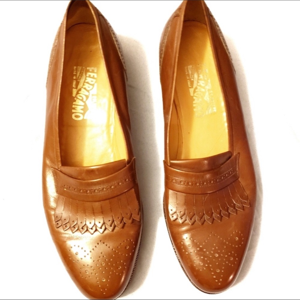 Salvatore Ferragamo Brown Kiltie Slip On Loafer
